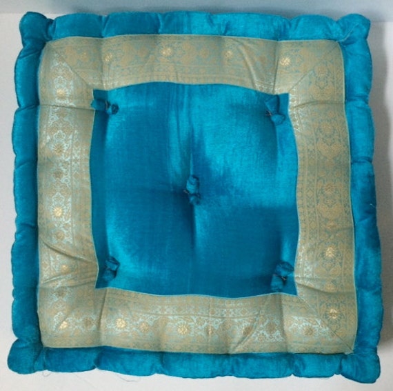 Floor pillow Meditation cushion Turquoise velvet by TaraDesignLA