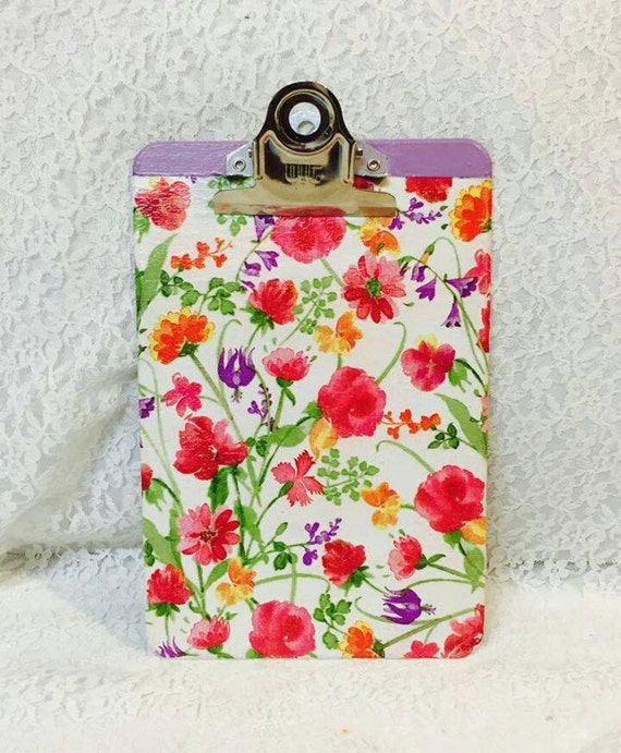 Floral desk accessories set/decorative by RuthShabbyChic on Etsy