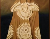 amazing piece of handmade oil painting on canvas of a traditional Ottoman kaftan (dress).