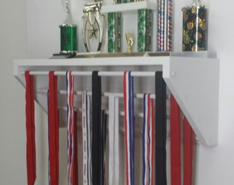 White Trendy Display for medals and trophies. Customize the colors. medal holder, running medals holder, gymnastics medal holder