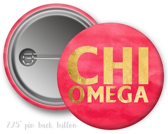 ChiO Chi Omega Watercolor Faux Foil Single or Bulk 2.25" Pinback Button