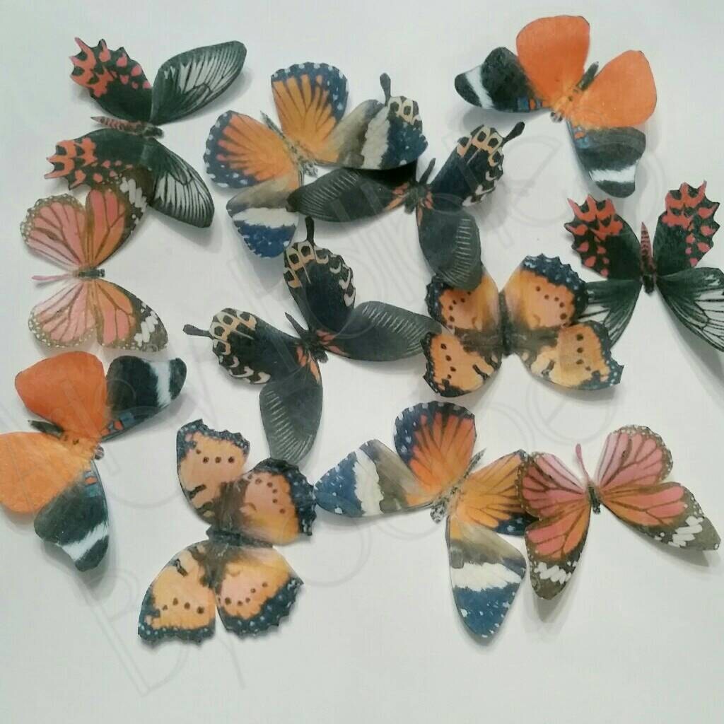 Edible Wafer Paper Butterflies Orange Black