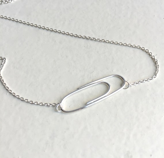 Sterling Silver Paper Clip Necklace by RosieChan on Etsy