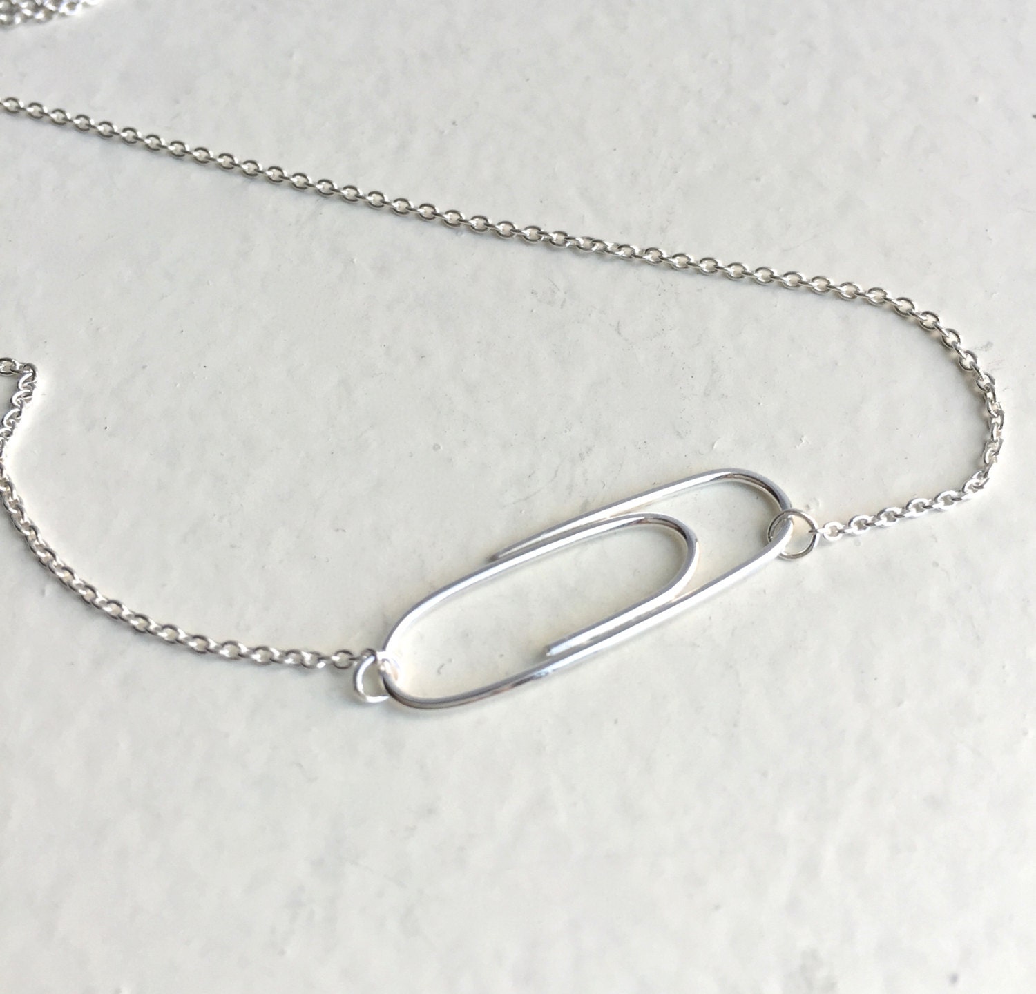 Sterling Silver Paper Clip Necklace by RosieChan on Etsy