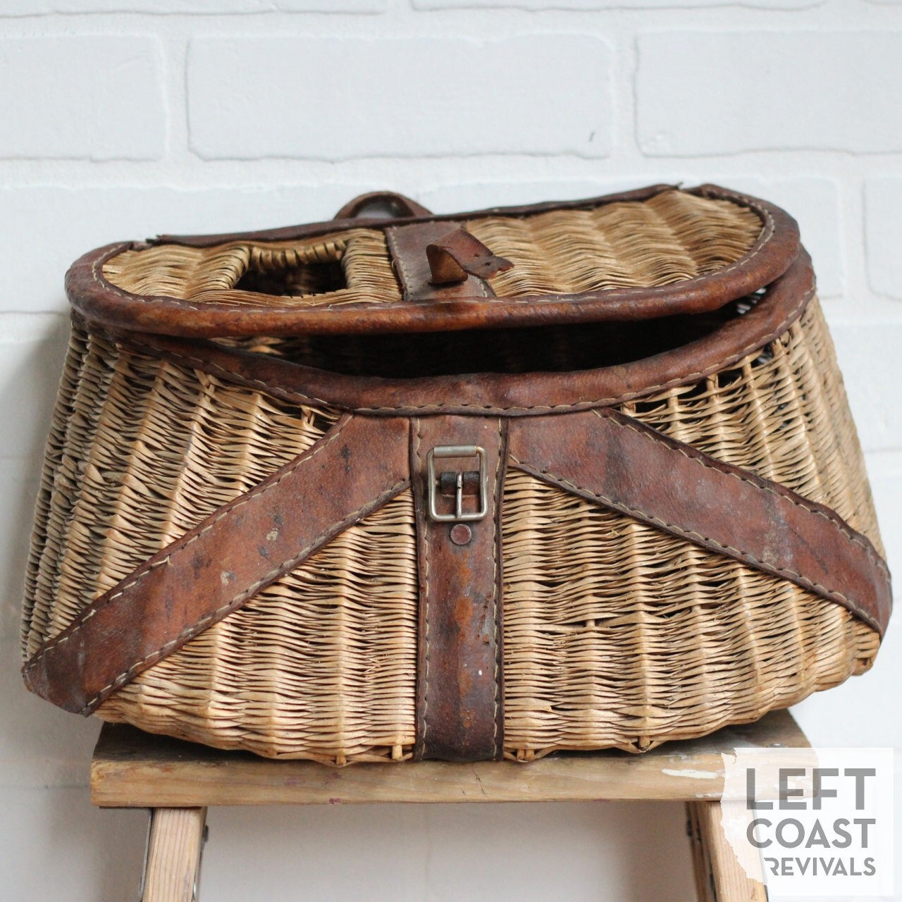 Antique Fishing Basket / Rustic Decor / Primitive Home Decor