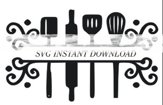 Split Kitchen Utensils SVG File Instant Download by SVGFiles