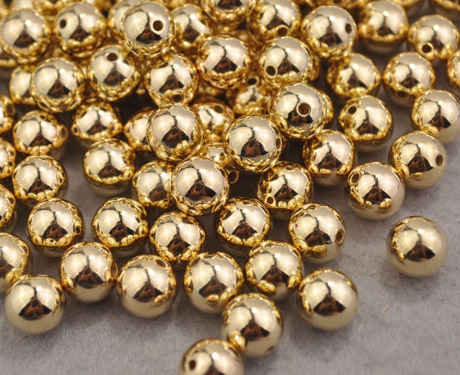 10mm Gold CCB Ball Beads Round Plastic Beads Loose Bead Tiny