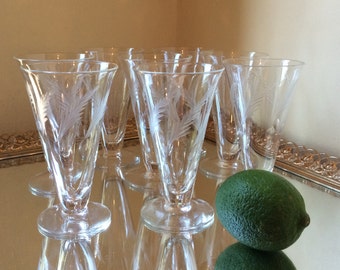 Juice Drinking Glasses Smokey Green Mid Century Small Glass Etsy