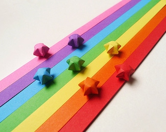 Origami Lucky Star Paper Strips Rainbow Multicolor DIY - Pack of 100 Strips