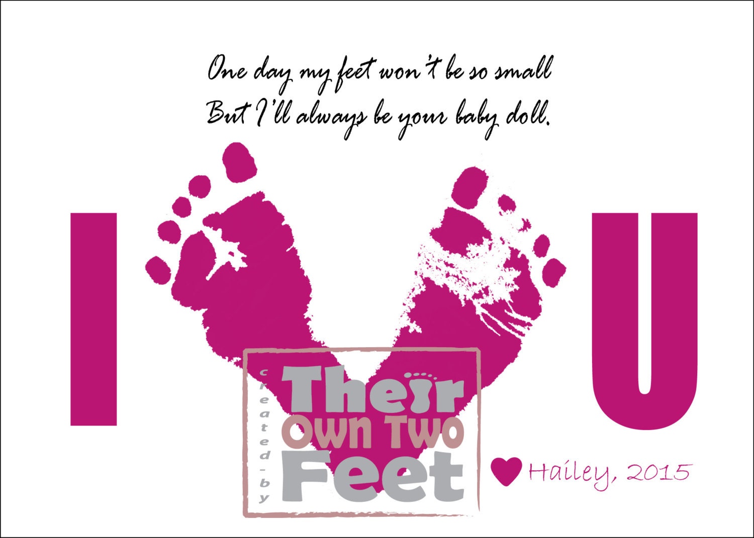 Baby Footprints Card for New Dad or Mom Gift from Baby Girl