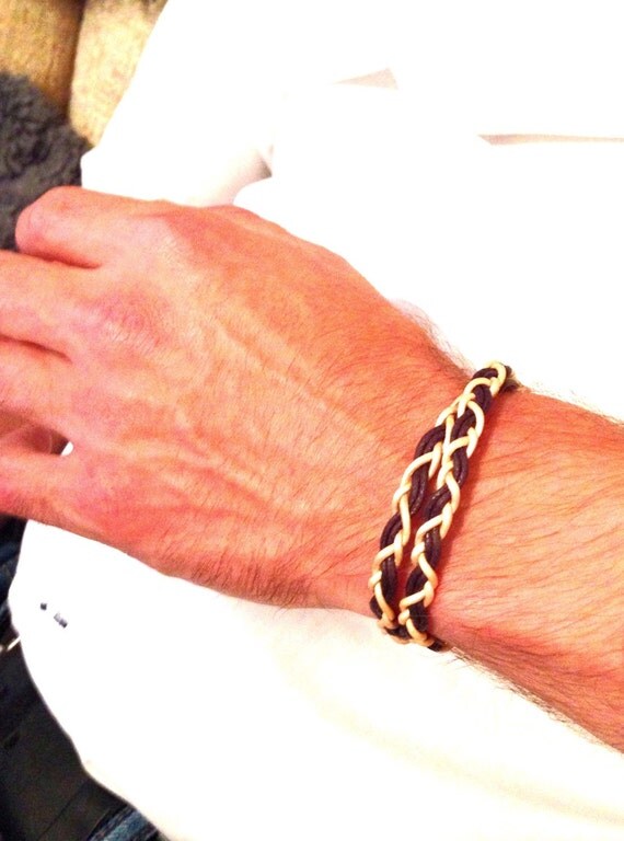 Men's braided double wrap bracelet gift for him by Katinkala