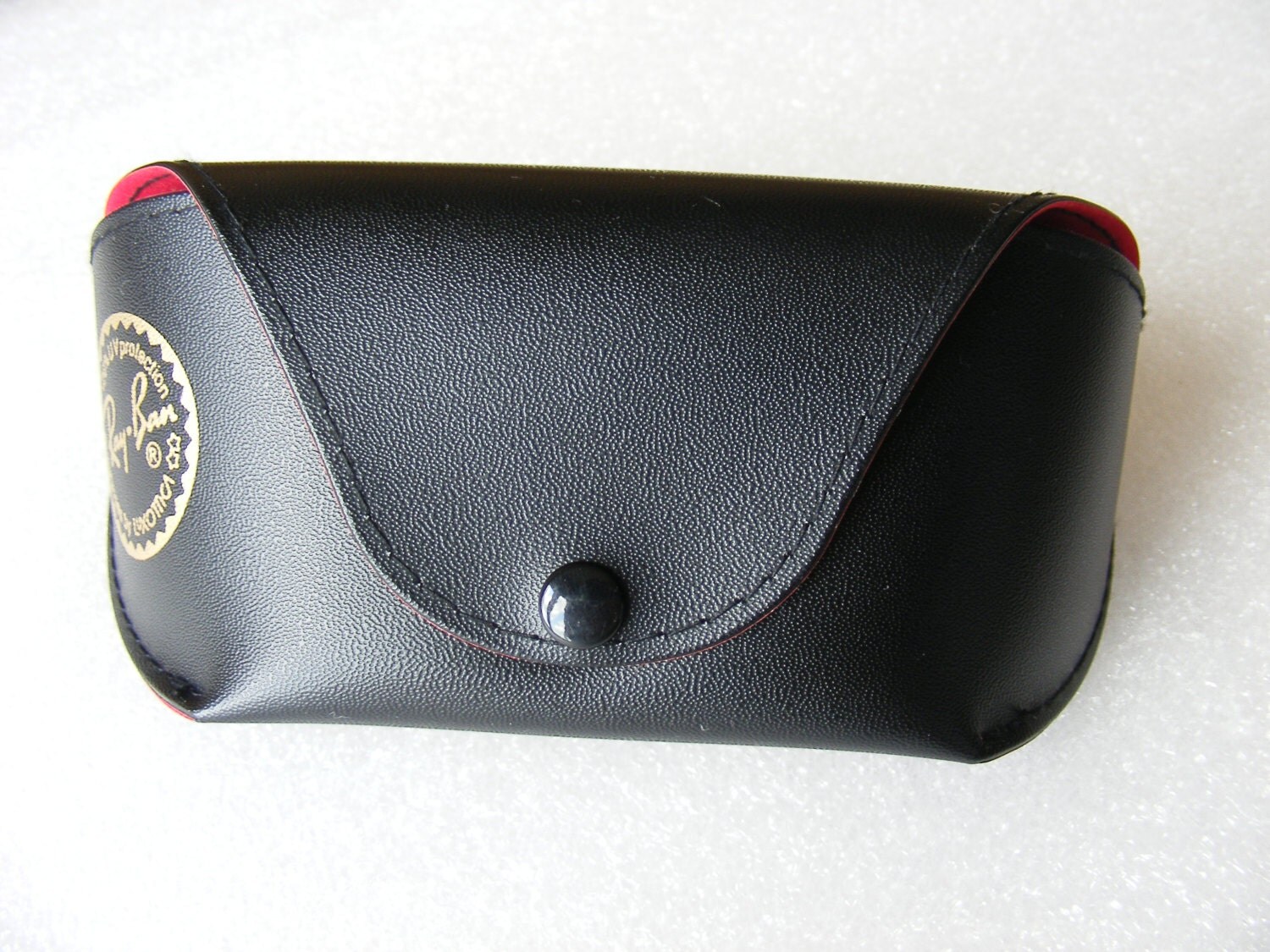 RAY BAN sunglass case storage box soft leather black & red.