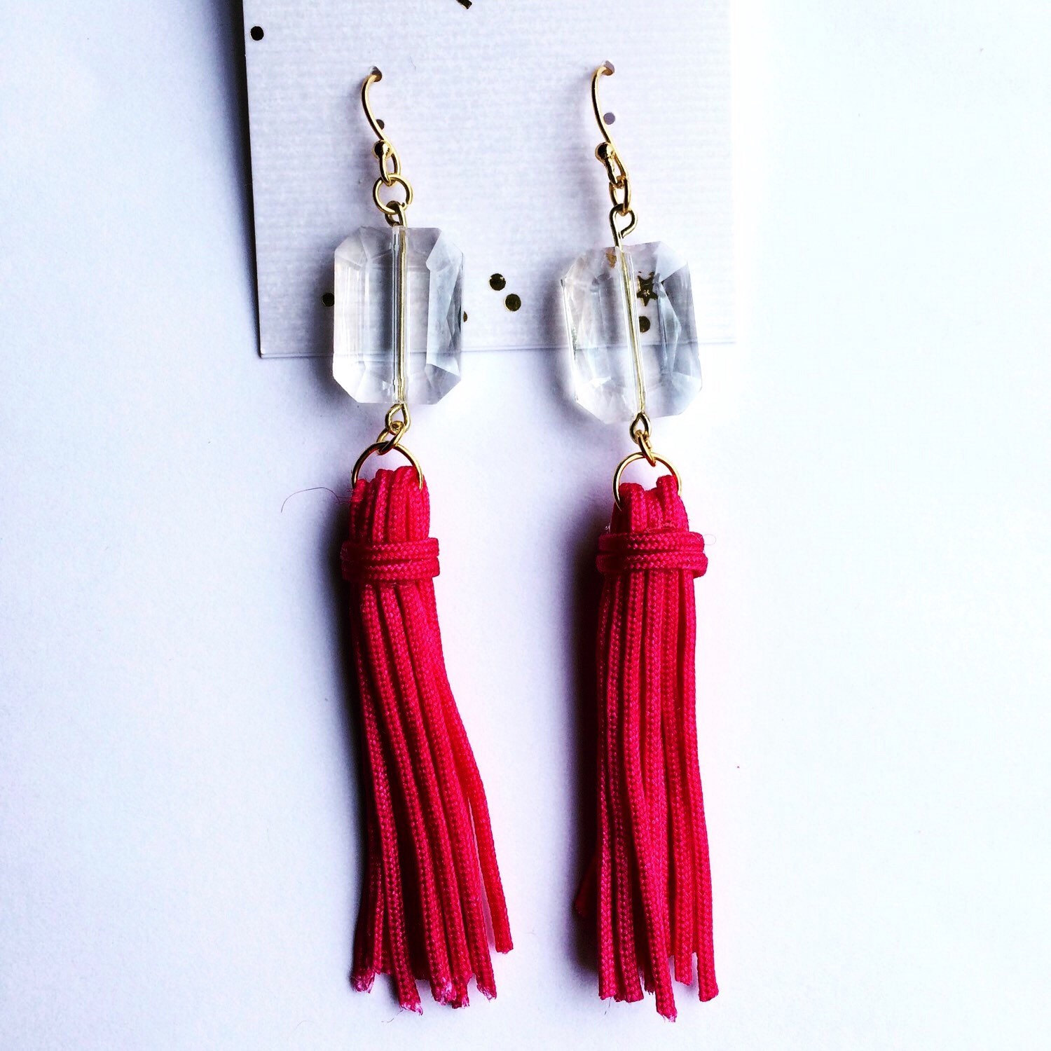 Pink Tassel Earrings by FrantasticSparkle on Etsy
