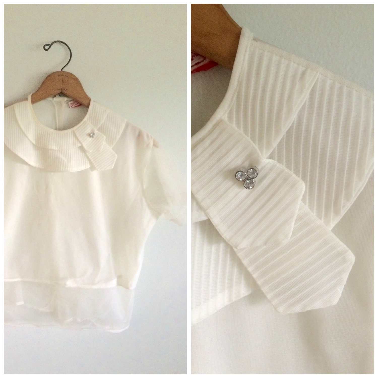 Vintage 1950s Sheer White Top