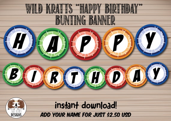 Wild Kratts inspired Happy Birthday Bunting by TwoBearsDesigns