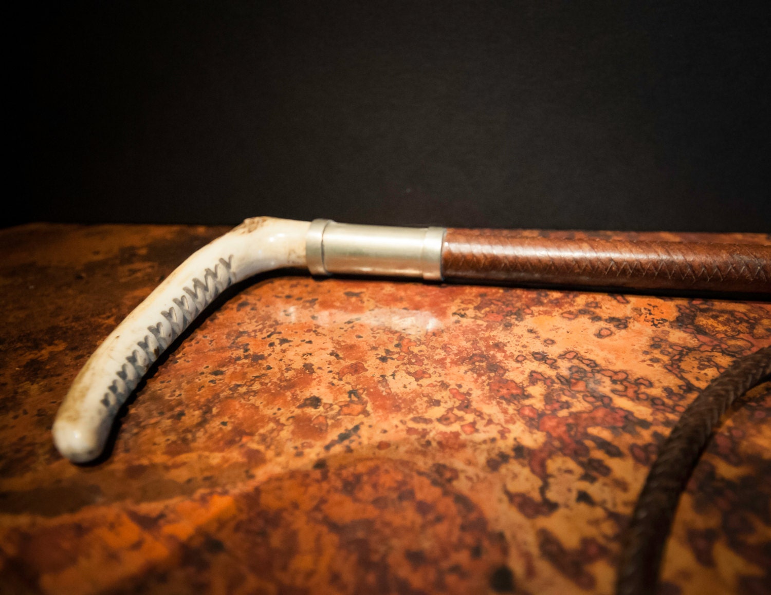 Antique English Leather Riding Crop