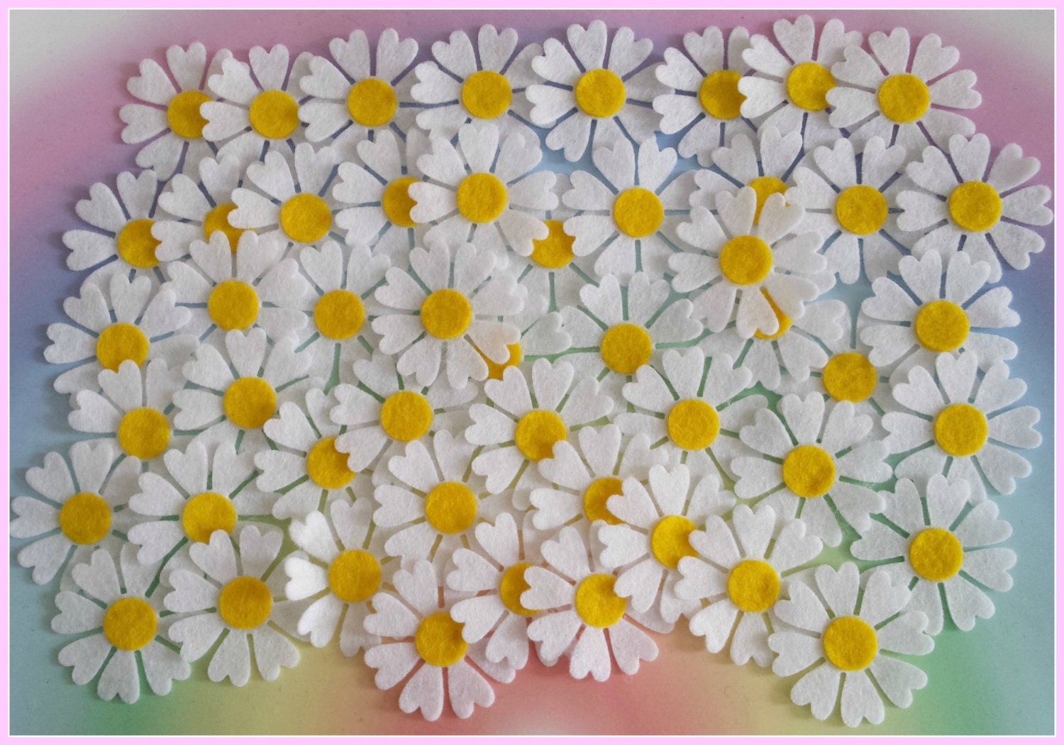 White Daisy Flower Felt Die Cut Daisies Felt Spring Flower