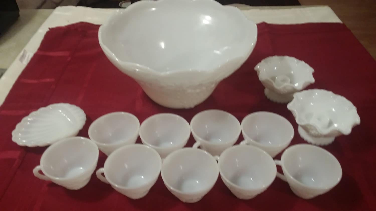 Vintage Milk Glass Punch Bowl Haute Juice