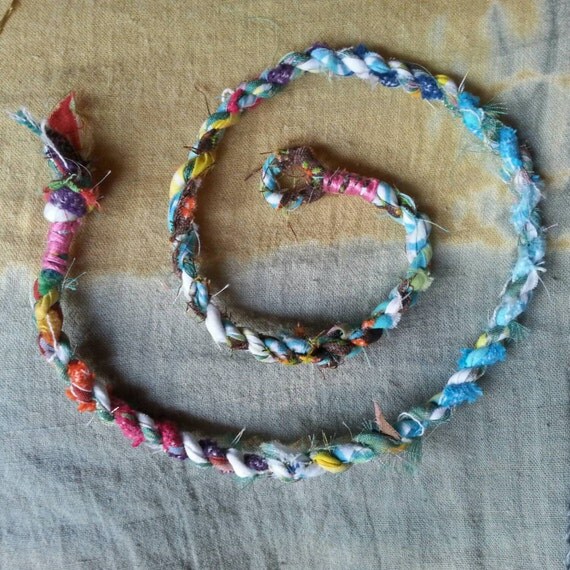 Upcycled Fabric Scrap Rope Necklace by on Etsy