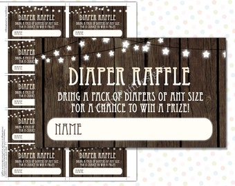 Diaper Raffle ticket Rustic (INSTANT DOWNLOAD) - Diaper Raffle insert - Diaper Raffle cards - Rustic Baby Shower BA005