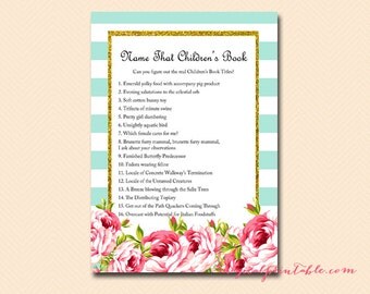 Name that children's book, Alternate titles for popular children's book, Baby Shower Games Printable, Baby Shower Activities, Download TLC78