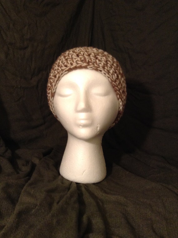 Simple Thick Cream and Brown Beanie - Adult