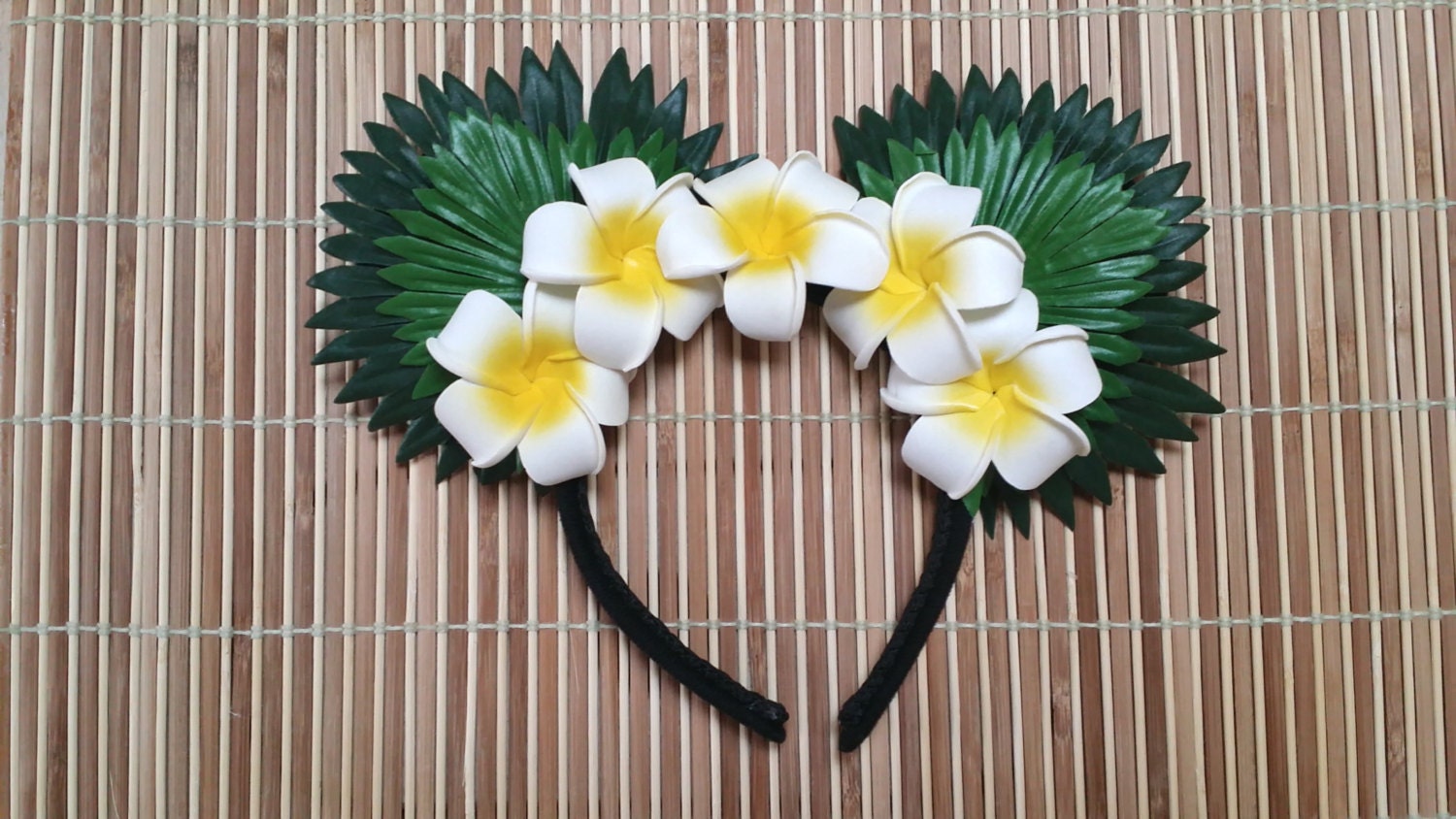 Hawaiian White Plumeria Crown Ears
