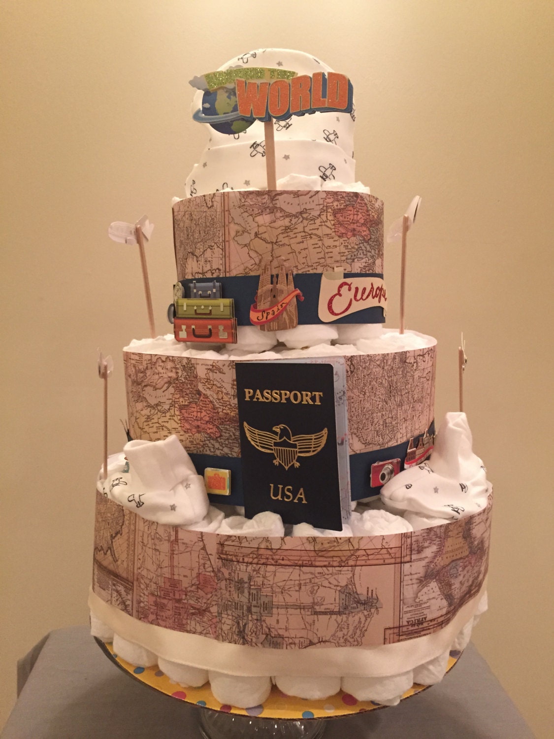 travel theme diaper cake