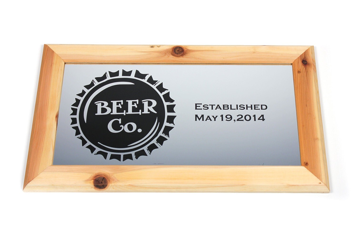 Custom Bar Mirror Cedar Framed Etched Bar Mirror Custom