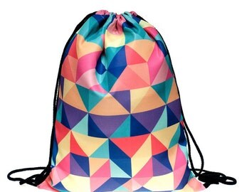 Colorful Geometric All Over Print Drawstring Backpack