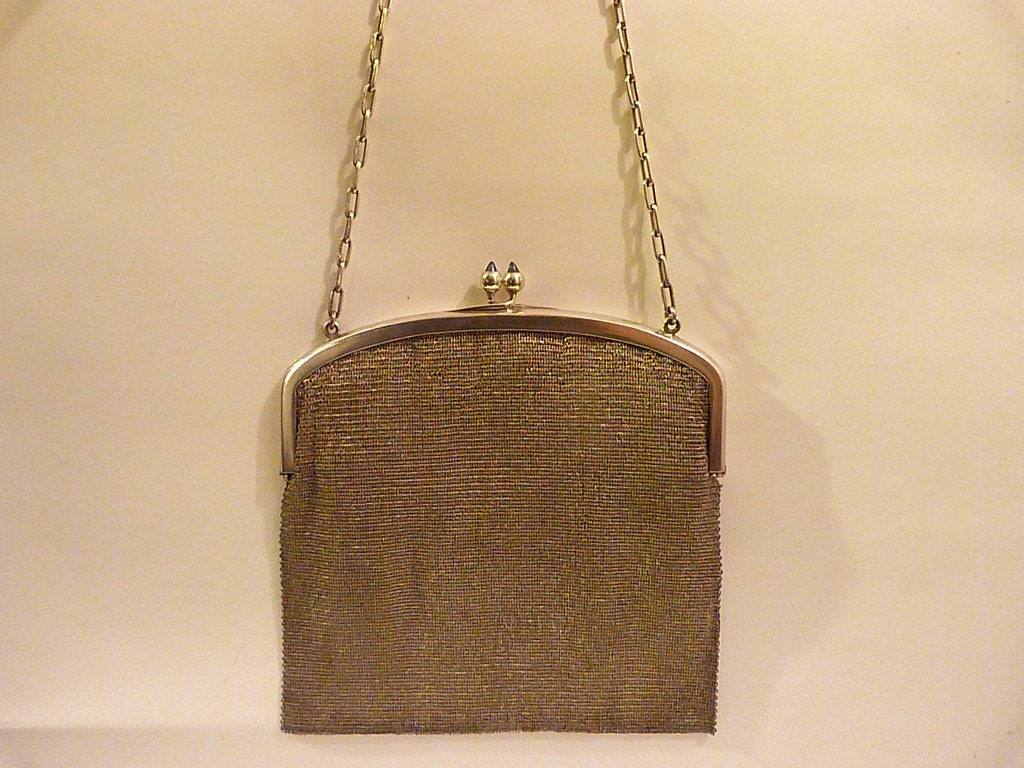 Antique sterling silver mesh bag authentic solid silver flapper bag ...