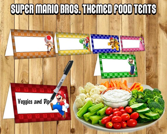 Super Mario Food Tent Cards Super Mario Bros. by InstaBirthday
