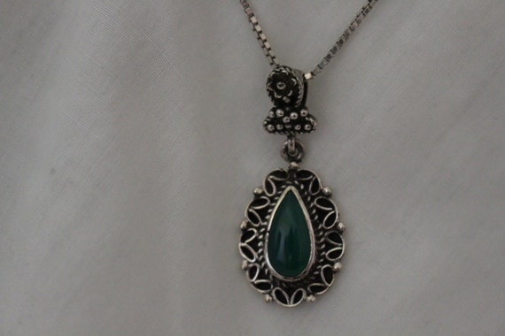 Arabic silver green jade pendant. Middle eastern. by BellaTrendee