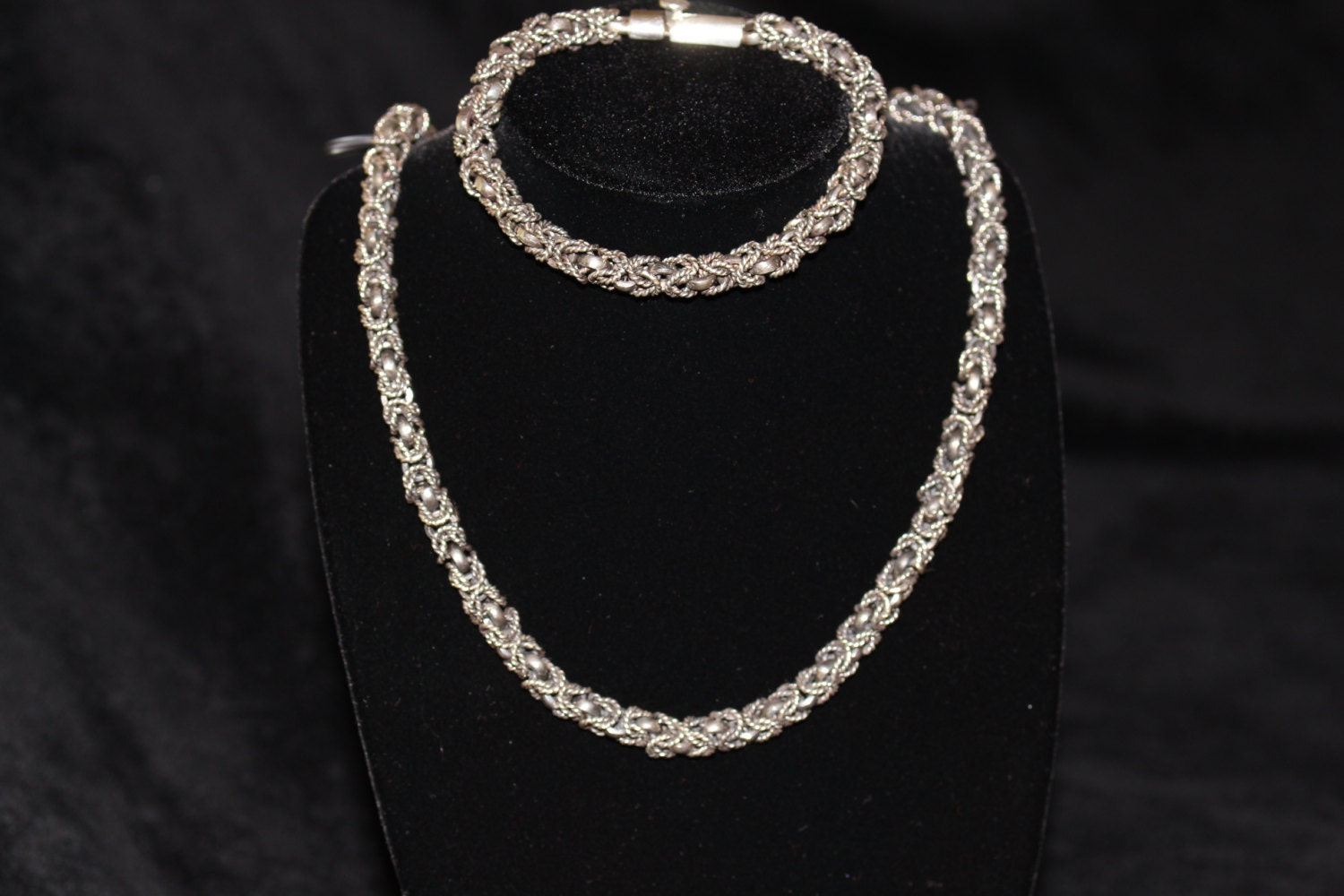 Oxidized Silver Turkish set. Necklace and bracelet. Handmade