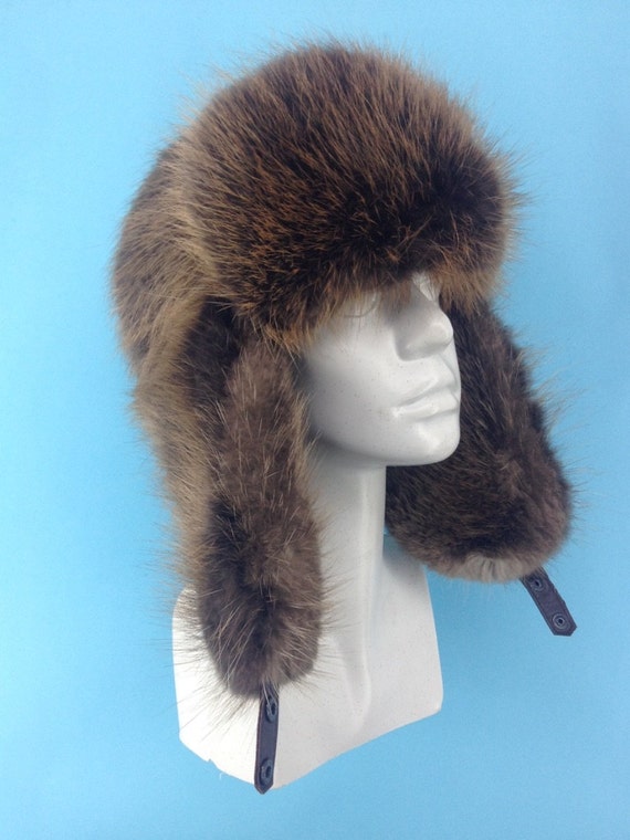 Items similar to Beaver Fur Full Ushanka Hat For Men. 100% Real Genuine ...