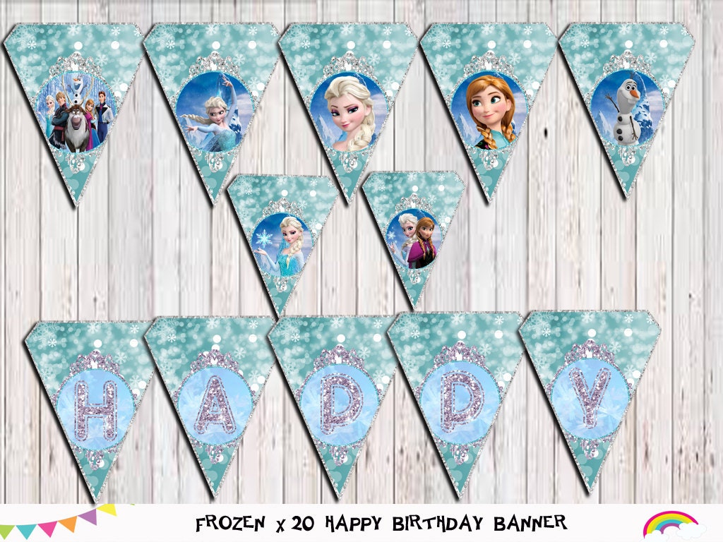 frozen birthday banner printable frozen bunting party