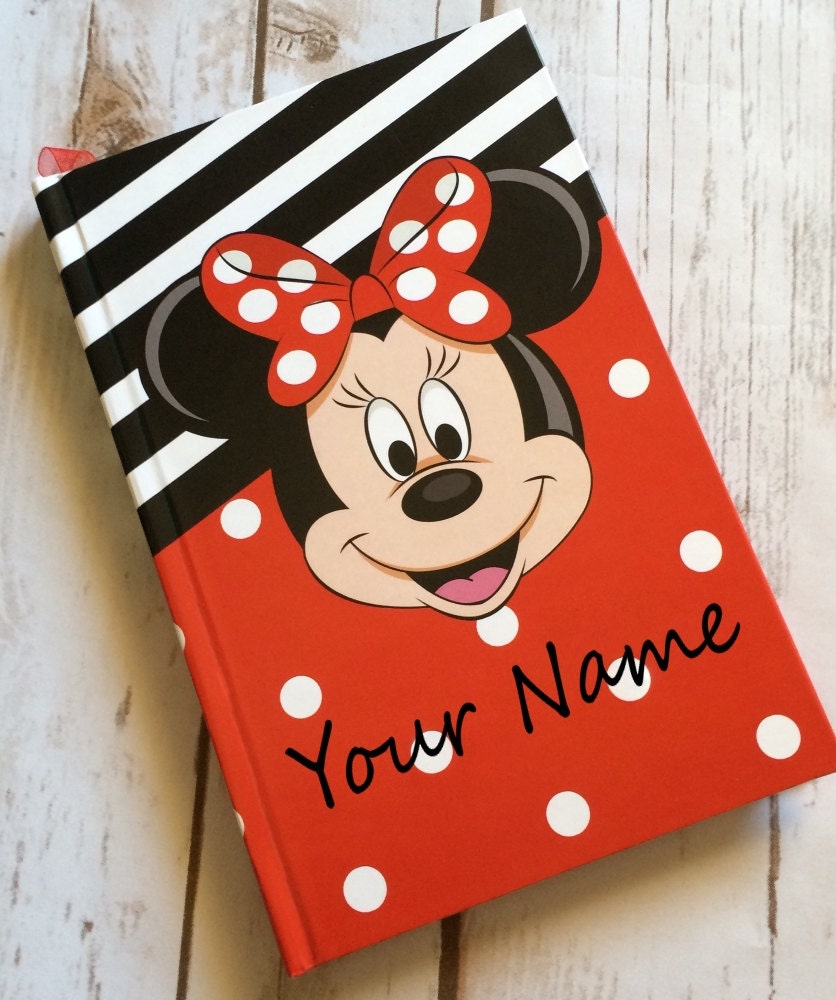 Minnie Mouse Diary Hard cover Journal personalized by NotableLoot