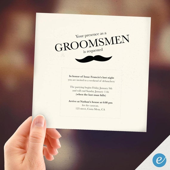 Groomsmen PRINT FROM HOME Groomsmen Invitations by EventureCards