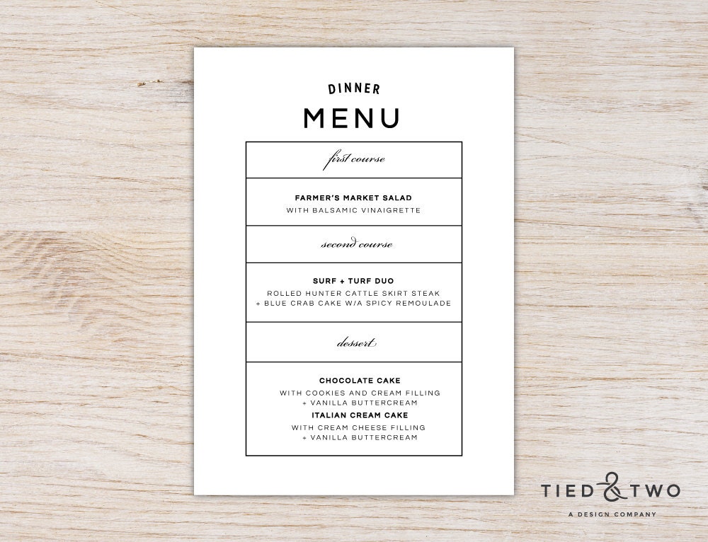 Fresh 100 Modern Parel Menu Card