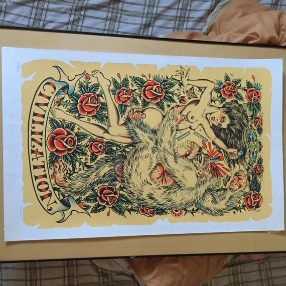 Ed Hardy Civilization original signed tattoo art