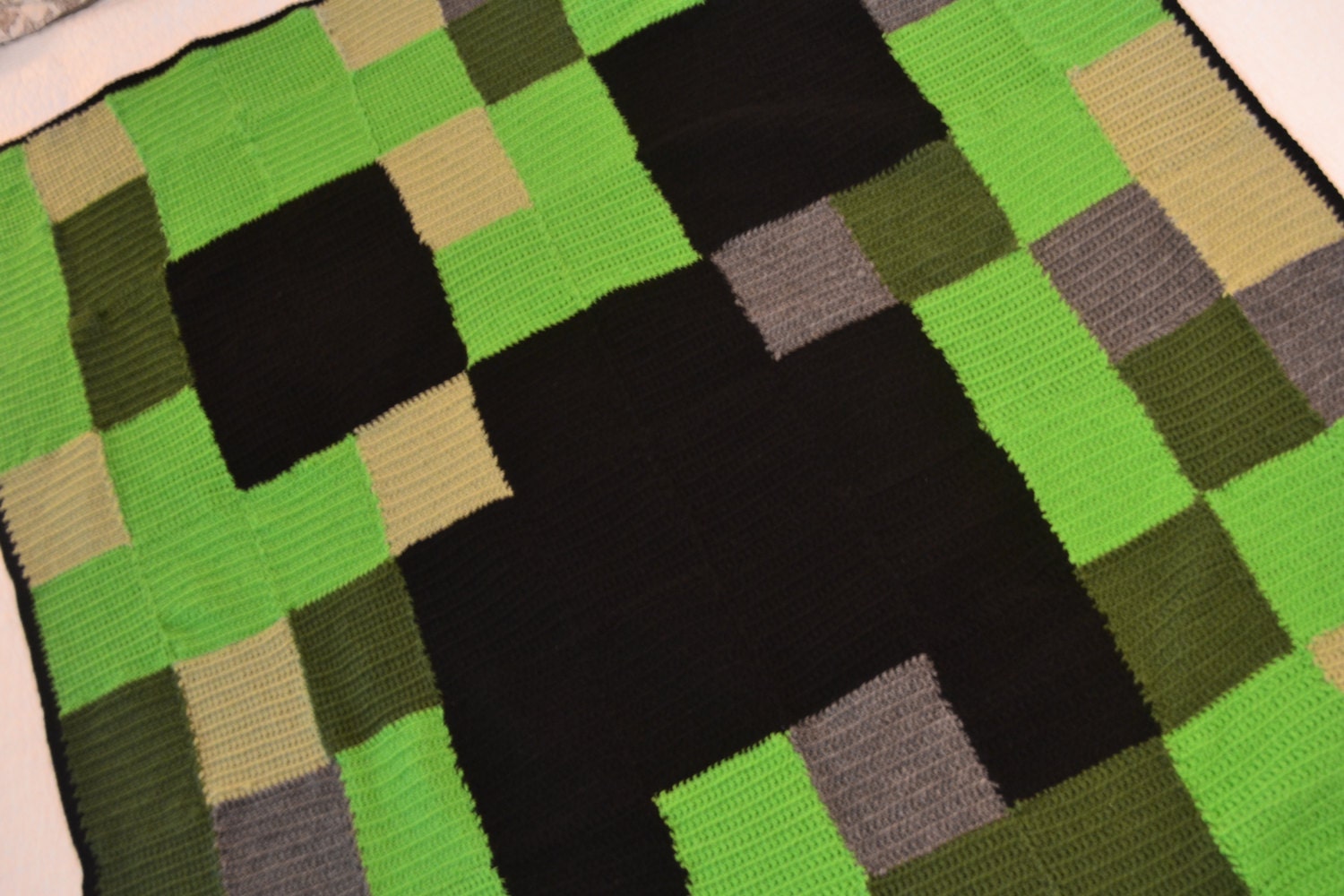 Minecraft Creeper Blanket Crocheted by Hand by DandelionRadio