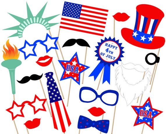 Printable Photo Booth Props 4th Of July | fourth of july party photo booth props printable instant Printable Photo Booth Props 4th Of July | fourth of july party photo booth props printable instant
