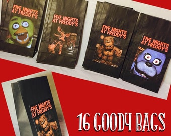 Five Nights at Freddy Birthday Party Treat Bags 16 Total