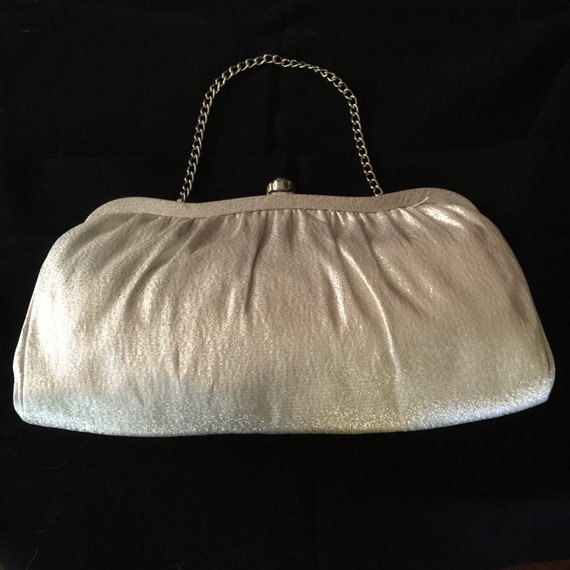 ... Silver Lame Evening Bag, Silver Clutch, Wedding Clutch, Bridal Purse