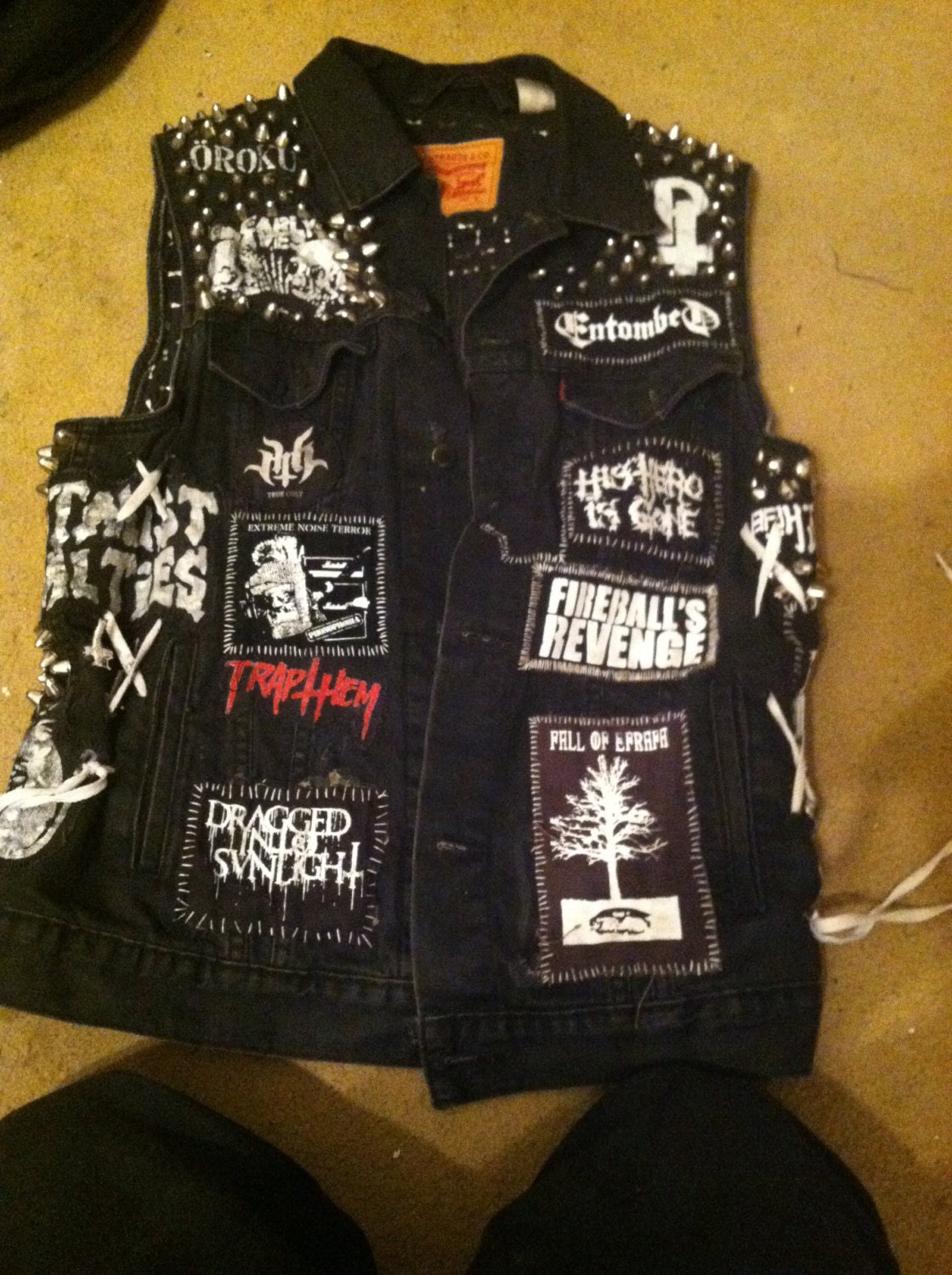 DIY studded crust punk vest by Thrasherclothesshop on Etsy