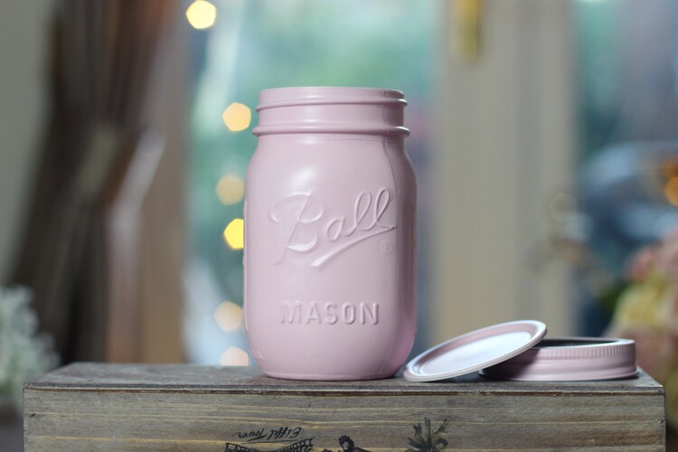 Pastel Pink Painted Ball Mason Jar UK Seller by