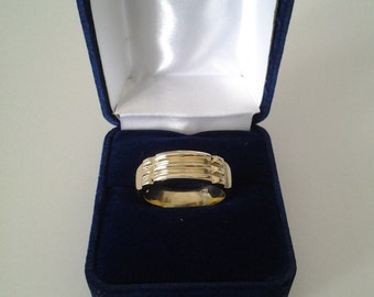 Bague Atlante 10 mm Or Jaune 10K / Or Blanc 10K - Talisman de Protection-d’Harmonisation du Corps Physique & Énergétique* FREE SHIPPING*