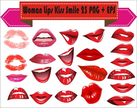 Download Woman Red Lips Kiss Smile Love Vector Clipart PNG EPS Digital