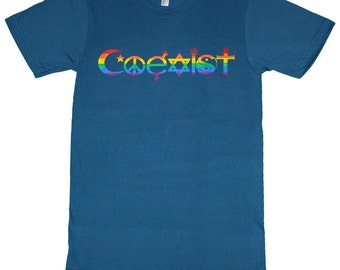 T136 - Rainbow Coexist Organic American Apparel T-shirt