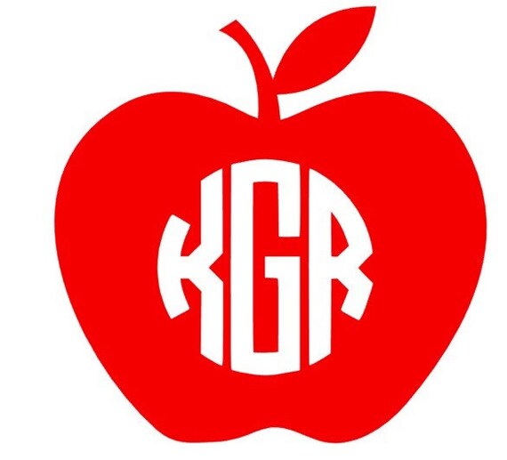 Items similar to Apple Monogram Decal on Etsy